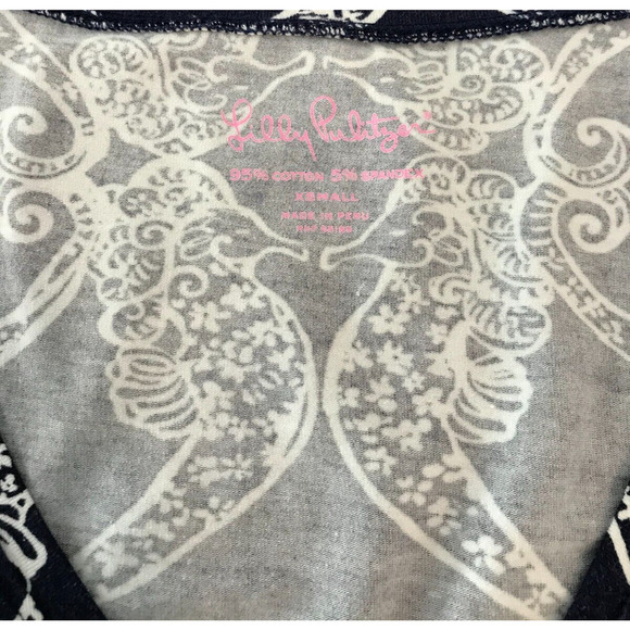 Lilly Pulitzer Jodie Long-Sleeve Navy Ms Behave Seahorse Print V-Neck - Size EXS - Picture 6 of 11